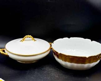 (2) White & Gold Serving Dishes-Haviland, Limoges