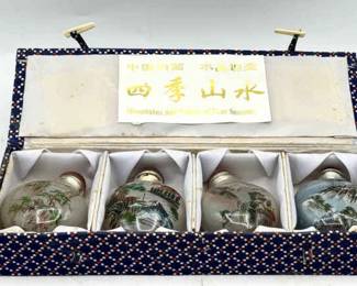 (4) Reverse Painted Bottles
