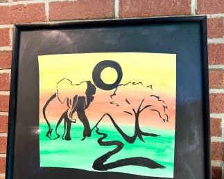 Signed Elephant Watercolor
