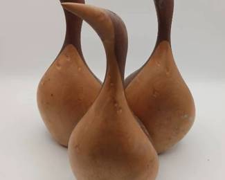 (3) Atelier-Paré Abstract Wooden Bird Figurines
