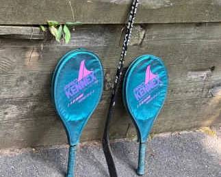 (2) Kennex Pro Graphite Tennis Rackets And Sherwood-19 Hockey Stick