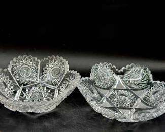 (2) Cut Glass Dishes-UV Reactive