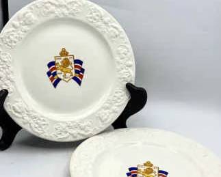(2) DIEU ET MON DROIT Crest Plate Bundles For Britain 9" Plate 16oz Steubenville