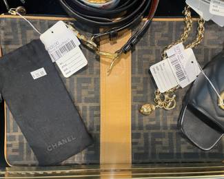 Fendi Zucca Pouch, Gucci Nappa Charlotte Slides 