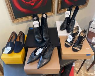Fendi Suede Loafers, Burberry Malinda 40 Pumps, Prada Ankle Boots, Christian Louboutin Heels, Anine Bing Boots 