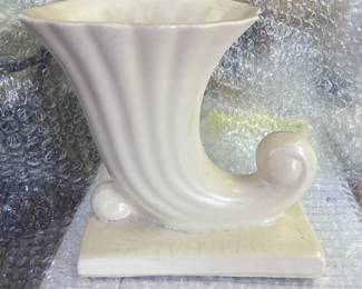 MCM cream colored cornucopia vase