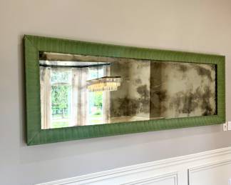 $200; large painted green mirror with de-silvered finish; 91x33