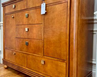 $1600; Hickory & White Genesis Collection master chest with 7 drawers, 2 doors in a caramel color and brass hardware; 55x19x46