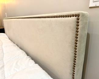 $500; West Elm KING headboard velvet and nail head trim. Mattress NOT included. (Similar styles on West Elm website currently retail for approx $1100.) 