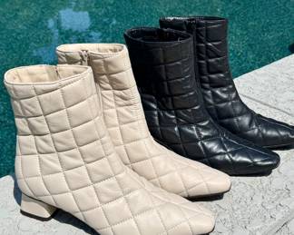 $40 each--black or cream available; Napoleoni Italian quilted boots; barely worn; size 39