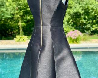 $88; Kate Spade black a-line evening dress with back gold accent zipper; size 8; view of back