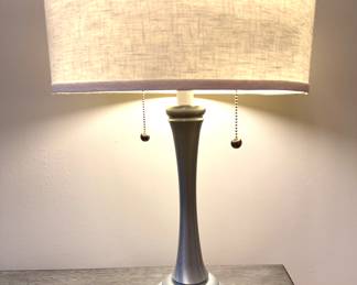 $150; Stiffel brushed chrome table lamp with two pulls