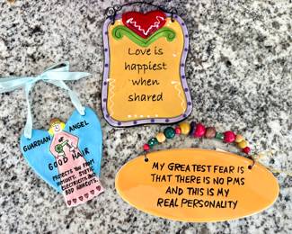 $6 each; ceramic hangings