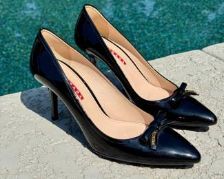 $250; Prada patent leather bow pumps; nearly new!; size 9