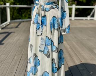 SOLD; Boston Proper butterfly, wrap maxi dress, Size L. BEAUTIFUL in person! Summer elegance at its best :)