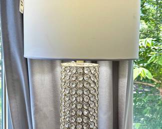 $60 each (2 available); sparkly table lamp with gold tone base and accents; 14"dx 26"h
