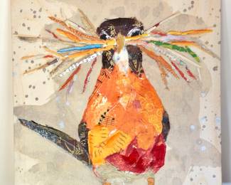 SOLD; bird art on canvas, print; 24x24