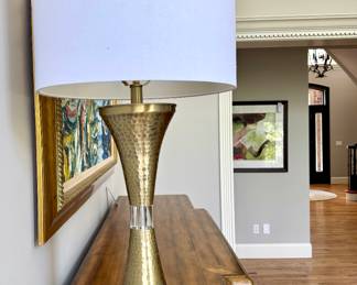 $60; hammered gold tone and acrylic table lamp; 32x16