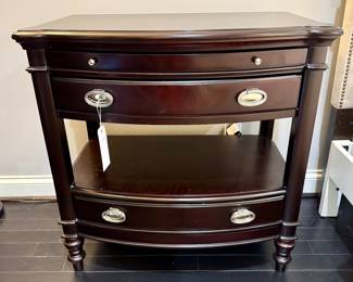 $350 each (2 available); 2-drawer--plus a third hidden bottom tray/drawer--nightstand with silver pulls, pull out shelf and lined drawers; 32x19x32, Great condition! 