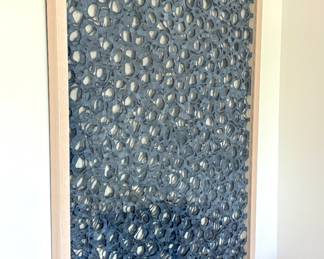 $500; handmade blue papier mâché' 3-d art in shadow box frame; 30x50