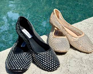 $80 each--black and rose gold available; Steve Madden sparkle ballet flats; barely worn; size 9