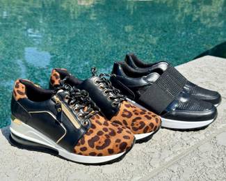 SOLD/BOTH--leopard lace ups or black sparkle slip ons available; NU Ninety Union never been worn sneakers; size 9