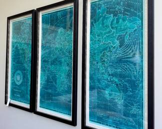 $650; triptych, large format, framed Azure map; each frame measures 30x60