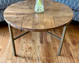 $120; wood top coffee table with metal legs; 32dx19"h