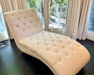 $250; Alton Group tufted, linen-like upholstered chaise lounge; 31x70x33