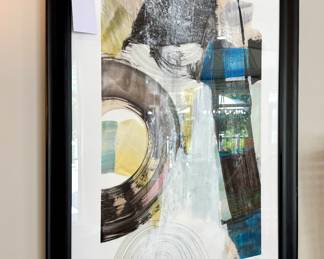 $200; signed and numbered abstract art print by Jodi Fuchs in black frame; 30x40