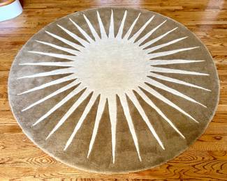 SOLD; starburst circular rug in caramel color; thick pile, wool. 6'd