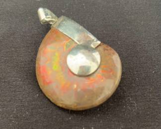 VINTAGE ARTISAN PAT MALIN STERLING AMMONITE FOSSIL NAUTILUS PENDANT