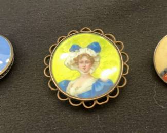 Beautiful Antique Handpainted Brooches