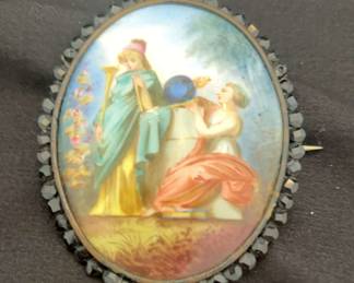 03 Antique Victorian Handpainted Brooch