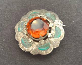 Antique Scottish Agathe Circle PIN