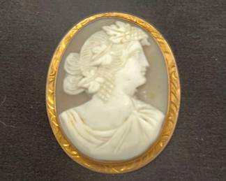 Victorian Cameo Brooch Erato Rose Gold Brooch Pendant