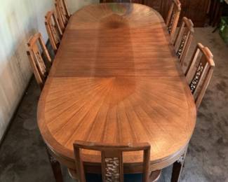 Elegant Asian-Inspired Wood Dining Table Set