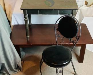 Vintage Tables & Wrought Iron Chair