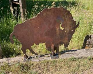 Metal Bison Sculpture