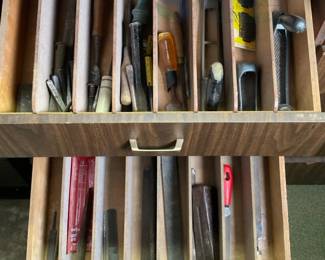 Assorted Hand Tools Collection with Files, Chisels, and Punches