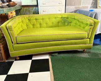 Heritage Mid-Century Modern Lime Green Sofa
