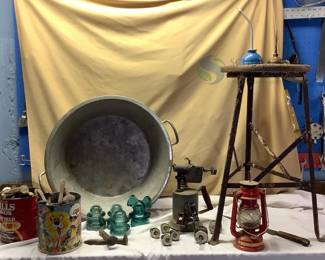 Vintage Lantern, Glass Insulators & More