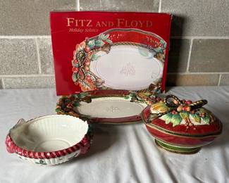 Fitz and Floyd Holiday Solstice Ceramic Serveware Set