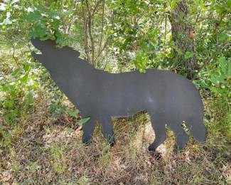 Black Metal Coyote Silhouette Yard Art