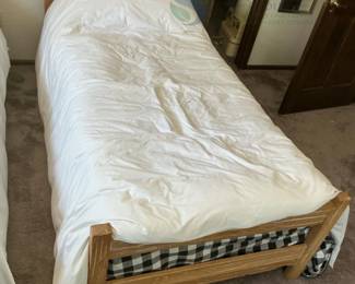 Whitewashed Twin Wooden Bed