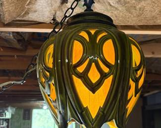 Vintage Green Glass Hanging Lamp