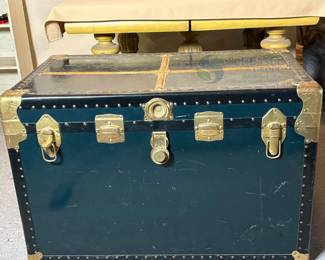 Vintage Black Steamer Trunk