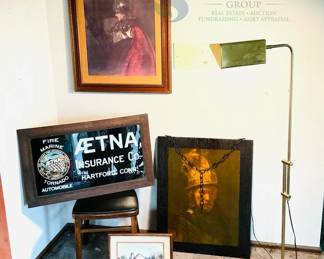 Vintage Aetna Sign & Framed Artworks Collection