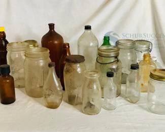 Vintage Assorted Glass Bottles and Jars