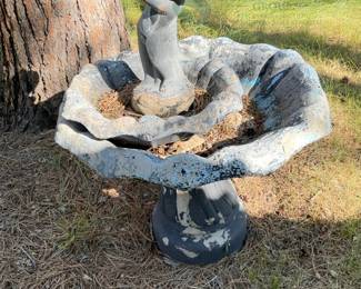 Concrete Bird Bath with Cherub